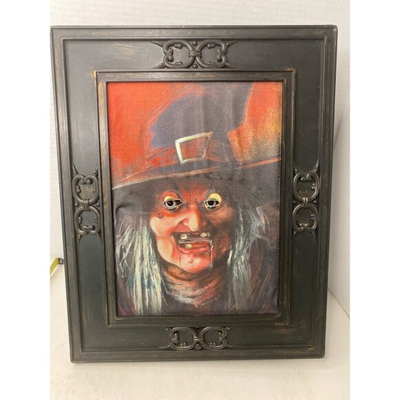 Vintage Gemmy Animated Talking Witch Wall Frame Motion Tongue Halloween Party - Picture 1 of 6
